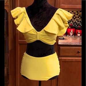Peddney Two Piece Ruffled Bathing Suits High Waisted Swimsuit